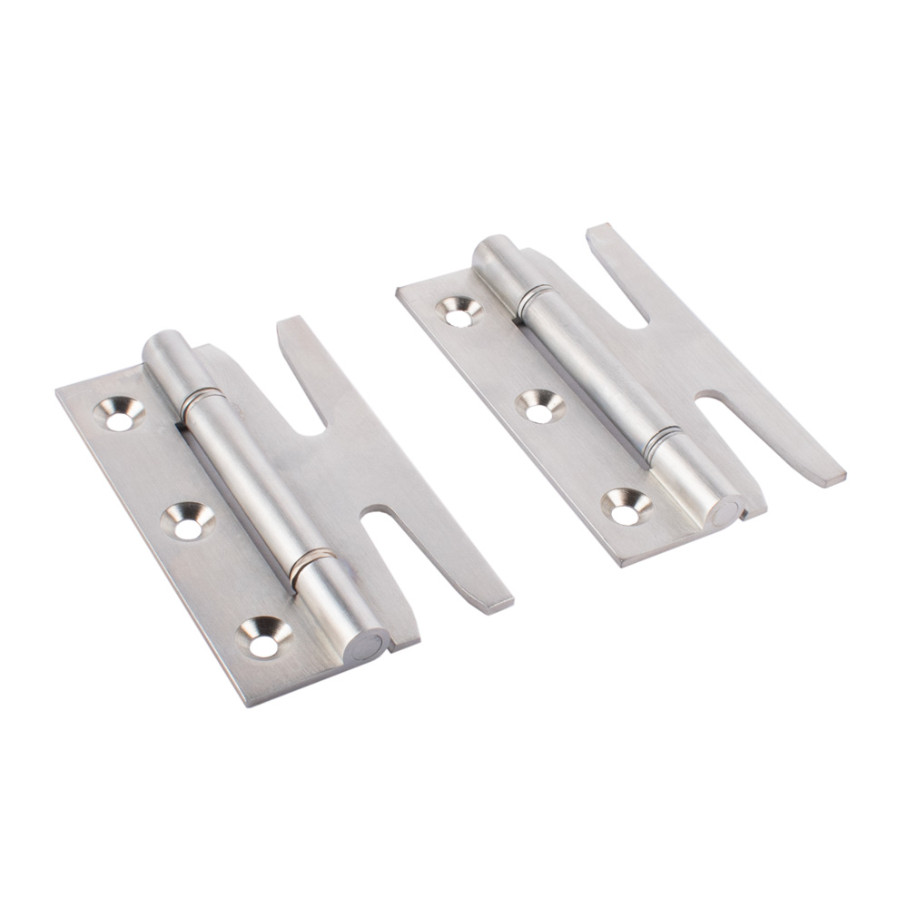 Simplex Solid Brass Hinges with Double Steel Washers (Sold in Pairs) - Satin Chrome